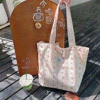 Large Capacity Canvas Women Shopper Tote Fashion Floral Shoulder Bag Female Casual Multifunctional Travel Shopping Bag Handbag