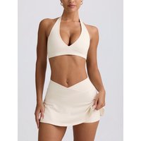 Women's Fitness Suits Shock-absorbing Neck Hanging Bra Privacy Resistant Tennis Skirt High Elasticity Brushed Skirt Yoga Sets