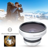 Fisheye-Objektiv, silberfarben, wasserdicht, 37 mm, 0,25-faches Fisheye-Objektiv, Kameraobjektive, starke Anwendbarkeit für Fotografen, Kamerazubehör