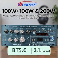 WOOPKER 100W+100W&200W Bluetooth Amplifier Board D600E/D900/D100W BT 5.0 HiFi Audio Amp with TWS Function for Home Car Karaoke
