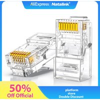 Natalink RJ45 CAT6/5e Connector Network Unshielded Modular Plug Adapter 30μ Gold-Plated 8P8C Crimp UTP for Ethernet Cable