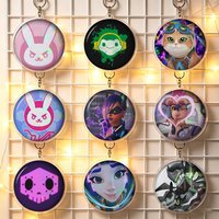 Game Jetpack Cat Sombra Overwatch HD Soft Button Pin Round Metal Badge Lapel Pin Parts Gift Friends Kid Jewelry
