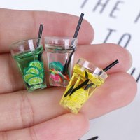 1/12 Dollhouse Miniature Food Mini Resin Fruit Bottle Simulation Drinks Model Toys Fruit Drink Play Dollhouse Dolls Accessories