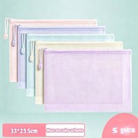A4 plastic zipper file bag, 5-piece set, cross stitch and puzzle storage bag, travel and office supplies storage bag