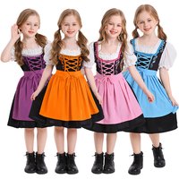 Children Kids Girls Oktoberfest Dirndl Dress Bavarian Peasant Waitress Beer Maid Costume Cosplay Carnival Halloween Party