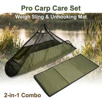 Portable Foldable Carp Weigh Sling with Unhooking Mat Set Waterproof Fish Landing Sling Padded Protection Mat for Carp Fishing
