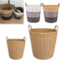 New Foldable Laundry Basket Woven Rattan-Style Toys Storage Basket Dirty Clothes Basket