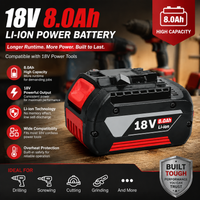 18V 8Ah Hochleistungs-Ersatz-Lithium-Ionen-Akku für Bosch Akku-Werkzeuge, kompatibel mit BAT618 BAT609 GBA18V80, verlängert die Betriebszeit von Bohrmaschinen und Schleifgeräten.