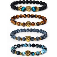 Lion Leopard Charm Bracelets Men Nature Tiger Eye Lava Stone Oil Heal Anxiety Aromatherapy Bracelets for Women Diffuser Jewelry