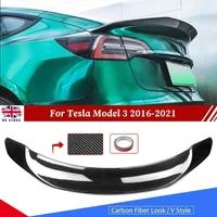 For 2017-22 Tesla Model 3 V Style Sport Rear Trunk Lid Spoiler Wing Carbon Fiber Look Tuning Exterior Accessories