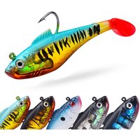 5pcs Artificial Soft Bait With Jig Head 50mm 80mm 110mm Jigging Soft Lure Rubber T Tail Fishing Lures Swim Bait For Bass Tackle