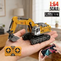 1/64 Mini RC Excavator Crawler Tipper Truck Remote Control Engineering Vehicle with Light and Sound Mini Gift Toy RC Truck