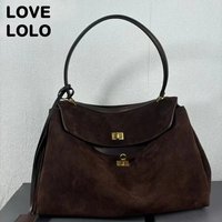 Suede Leather Tote Bag for Women Large Capacity Cowhide Shoulder Bag Designer Lock Satchel Chic Soft Nubuck Crossbody Purse