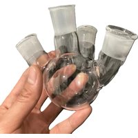Quartz four necked flask round bottom distillation flask high temperature resistant boron free high temperature resistant flask