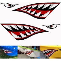 2PCS Shark Tooth Mouth Boat Stickers Waterproof Sunscreen for DIY Fishing Boat Canoe Car Truck Kayak Decals Cover Scratches
