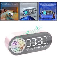 USB Charging FM Radio Alarm Clock Wireless Bluetooth Speaker RGB LED Mirror Digital Clock For Bedroom Room Office Desktop Clock