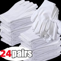 48PCS White Cotton Gloves for Eczema Dry Hands Breathable Work Gloves Liners Moisturizing Overnight Soft Jewelry Coin SPA Gloves