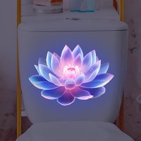 1PC Luminous Lotus Toilet Sticker, Creative Self-adhesive Wall Decal for Bathroom, Waterproof Luminous Decoration