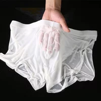 Ice Silk Underwear Men Seamless Transparent Shorts Ultra Thin Sheer soft Panties Underpants Personal Cloth Seductive Shorts A50