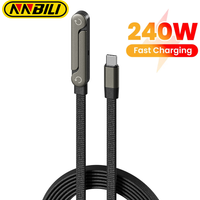 NNBILI 240W Type C Fast Charging Cable Foldable Bracket 2-in-1 Data Cable USB C Phone Stand Charge Wire For iPhone 17 16 Samsung