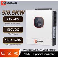 ECGSOLAX 5KW 6.5KW Solar Hybrid Inverter 24V 48V 230Vac With MPPT 120A 160A Charging Controller Built-in WIFI Solar Inverter