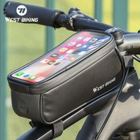 WEST BIKING Bicycle Frame Bag Touch Screen Bike Top Tube Bag 7 Inch Phone Case Waterproof Cycling Front Bag Bike Accessories