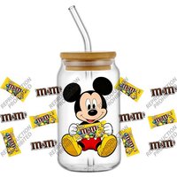 New 28 Designs Mickey Stitch Popular Snacks Chocolate 16oz UV DTF 3D Sticker Decals Wraps Glass Can Cups Creative Craft DIY