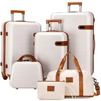 6-Piece Luggage Set: 20/24/28 Inch TSA-Approved Carry-On Suitcase +12Inch Vanity Case+Handbag+Clutch For Vacation Trip