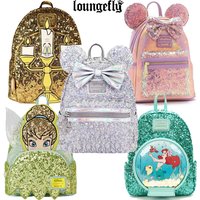 6 Styles Loungefly Disney Holographic Sequin Series Minnie Tinker Bell Mermaid Mini Backpack