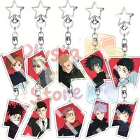 Fashion Anime Jujutsu Kaisen Irregular Red Background Acrylic Keychain Nobara Kugisaki Kento Nanami Cartoon Bag Pendant Gifts