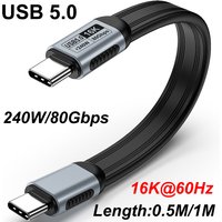 0.5M/1M 80Gbps Data PD 5A 240W Charger charging USB 5.0 TYPE-C Audio Video 16K@60Hz Cable For SSD Hard Disk GAME PS4 PHONE HUB