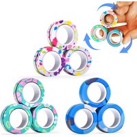 3PCS New Upgrade Fidget Magnetic Rings Anti-Stress Toys Colourful Magnets Spinner Rings Relieve Stress Fingertip Toys for Adults