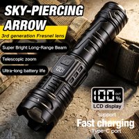 New Long Range Strong Light Explosion Outdoor Telescopic Focusing Electric Display Lighting Handheld Emergency Portable Flashlig