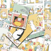 50pcs Cute Animals Stickers Decals For Phone Laptop Scrapbook Refrigerator Guitar DIY Graffiti Aesthetic Stickers Creative Gifts