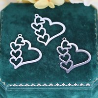 3pcs Love Heart Charms Stainless Steel Hollow Irregular Pendant Craft Tassels Earrings Bracelets Lady Jewelry Making Supplies