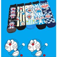 European sizes 35-43, 1/5 Pair Doraemon Cartoon Anime Cosplay Cute Knee-High Socks for Women