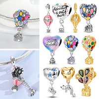 925 Sterling Silver Charms Colorful Heart Hot Air Balloon Pendant Charms Beads Fit Original Bracelet Women DIY Fine Jewelry Gift