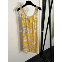 Luxury Design Women's Yellow Mesh Dresses with Letter Signature Logo Designer Brand Lady Sexy Skirts Beachwear Swimwear