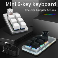 6 Keys 1 Knob Custom Wired Mini Keyboard RGB Lighting Macro Mechanical Keyboard Hot Swappable Mini Keyboard for Game Photoshop