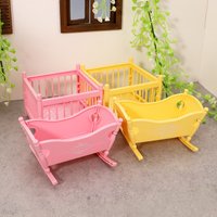 1set 1:12 Dollhouse Miniature Toy Model Accessories Furniture Decor Decoration Cradle Crib Surround Bed Doll House Bedroom