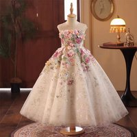 Jill Wish J292 Floral Luxury Long Handmade Flowers Beads Girl Dress for Princess Wedding Birthday Party Gowns vestidos de novia