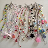 Goth Harajuku Acrylic Beaded Colorful Bow Star Pendant Choker Necklace Women Aesthetic Y2K Charm EMO 2000s Jewelry Accessories