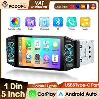 Podofo Kabelloses CarPlay 1DIN 5-Zoll-IPS-Bildschirm Auto-MP5-Player Bluetooth FM USB Android Auto Autoradio Stereo FM AM RDS IPS-Bildschirm EQ BT Intelligente Systeme