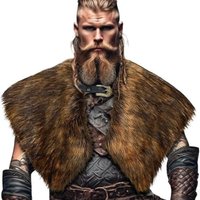 Women Man Faux Fur Cape Shoulder Cloak Medieval Strap Faux Fur Collar Retro Viking Fur Cape Winter Festival Cosplay Costume