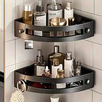 2pcs Bathroom Corner Shelf,Adhesive Wall-Mounted Organizer with 2-Tier Shelves,Heavy-Duty Plastic Construction,Easy Installation