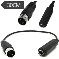 NEW 0.3M Stereo Audio Extension Cable MIDI 5-Pin Din Male to Monoprice 6.35mm 1/4 Inch Female TRS for MIDI keyboard