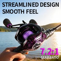 FISHMX Baitcasting Reel 7.2:1 Gear Ratio Streamlined Design Smooth Feel for Freshwater Saltwater Lure Fishing