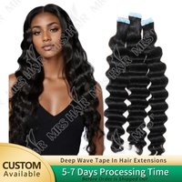 Deep Wave Tape In Echthaarverlängerungen Deep Curly Tape Ins Haarverlängerungen Schwarze Mädchen Hauteinschlag Remy Natural Hair Extensions