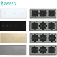 BSEED Triple EU Standard Wall Glass Panel 3/6/9Gang Touch Switch Crystal Panel With Metal Frame DIY Part 228mm