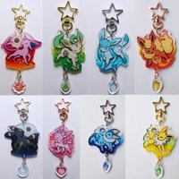 New Eevee Vaporeon Flareon Espeon Umbreon Leafeon Glaceon Sylveon Jolteon Gradient Color Acrylic Keychain Keyring Anime Game